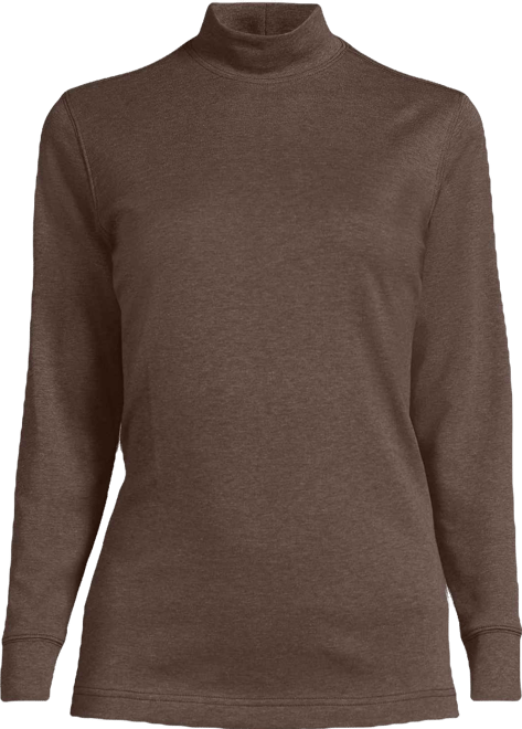 Women's Relaxed Cotton Long Sleeve Mock Turtleneck