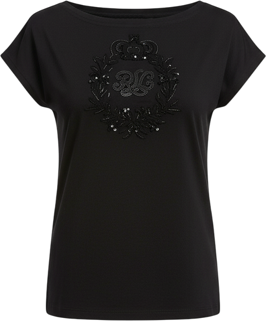 Petite Sequin Crest Jersey T-Shirt