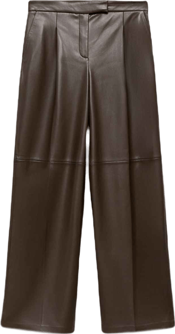 Women's Leather-Effect Wide-Leg Pants