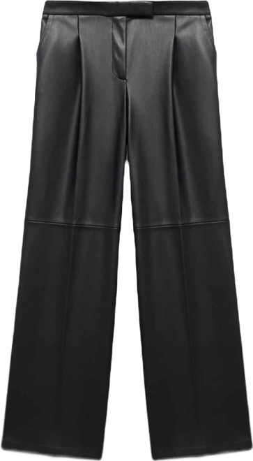 Women's Leather-Effect Wide-Leg Pants