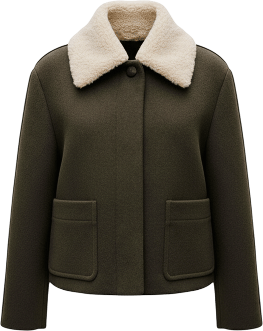 Women's Borg Collar Wool Blend Jacket