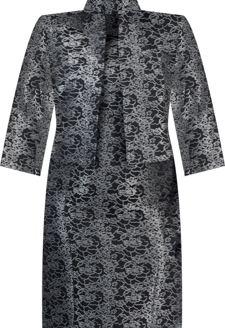 Plus Size Floral Jacquard Sleeveless Sheath Dress Suit