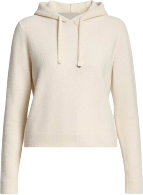 Women's Feather Yarn Hood Tonal Hoodie