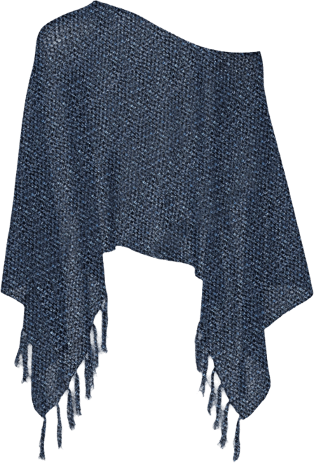 Women's Sequin Fringe Knit Poncho