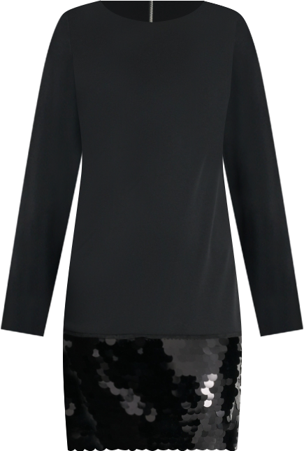 Women's Long Sleeve Sequin Hem Shift Dress