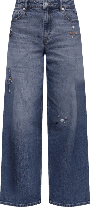 Women's Bejeweled Wide Leg Jeans