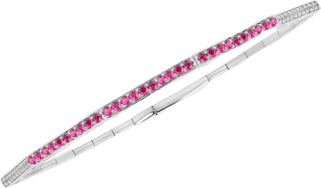 Lab-Grown Ruby (1/2 ct. t.w.) and Lab-Grown White Sapphire (1/3 ct. t.w.) Bangle in Sterling Silver