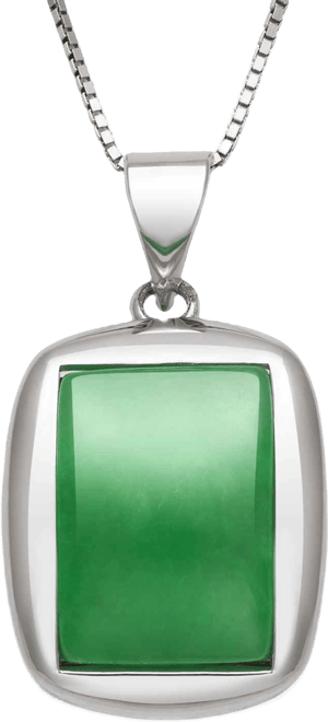 Dyed Green Jadeite Box Chain Necklace in Sterling Silver