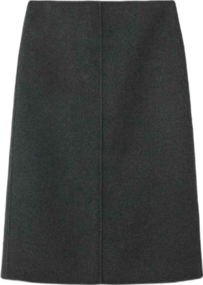 Women's Wool Slit Midi-Skirt
