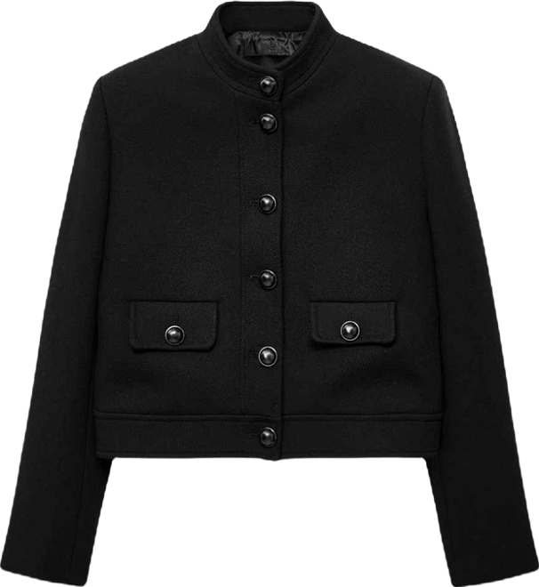 Women's Jewel-Button Strip Collar Jacket