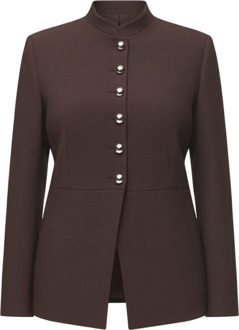 Women's Jewel-Button Strip Collar Jacket