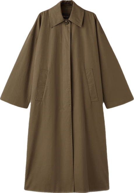 Women's Concealed Buttons Long Cotton Trench Coat