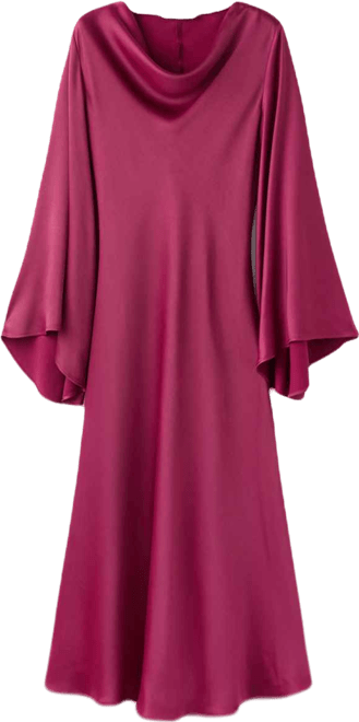 Women's Flared-Sleeve Satin Dress