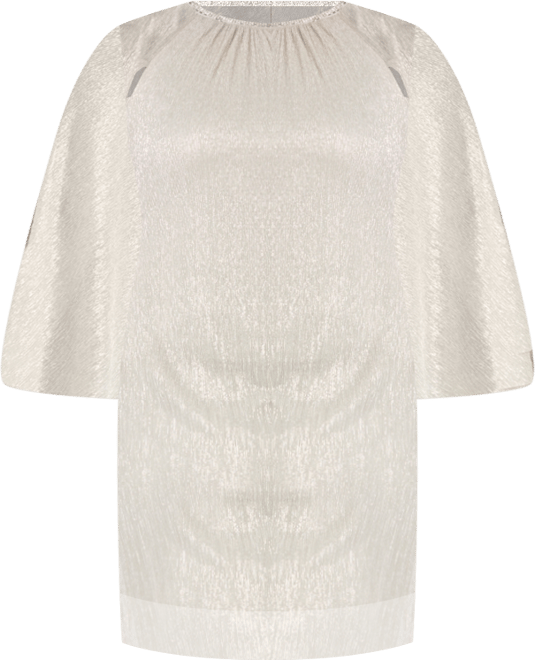 Plus Size Short Metallic Crinkle Pleated Sheath Dress