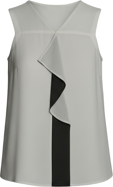 Women's Contrast Ruffle Detail Sleeveless Blouse