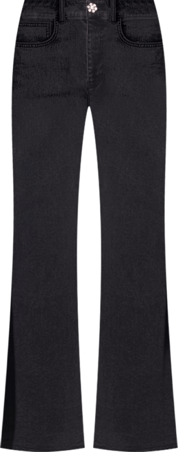 Women's Velvet Side Panel Denim Mid Rise Jeans