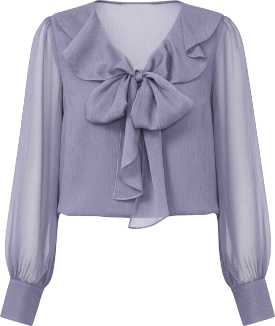 Women's Ruffle Tie V-Neck Top