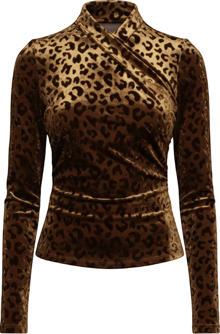 Women's Wrap Neck Long Sleeve Top