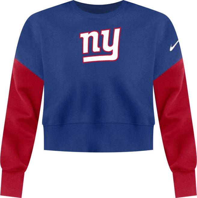 Women's Royal New York Giants Oversized Color-Block Pullover Sweatshirt