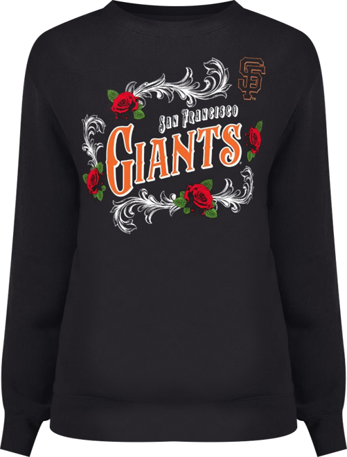 Women's Black San Francisco Giants Retro Roses Fleece Pullover Sweatshirt