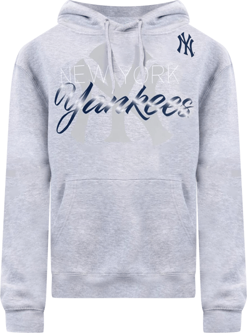 Women's Heather Gray New York Yankees Shadow Logo Graphic Pullover Hoodie