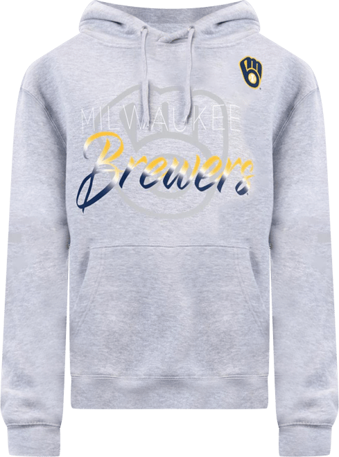 Women's Heather Gray Milwaukee Brewers Shadow Logo Graphic Pullover Hoodie