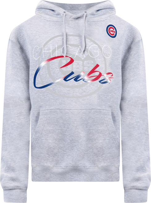 Women's Heather Gray Chicago Cubs Shadow Logo Graphic Pullover Hoodie