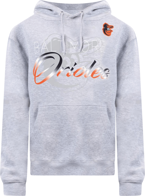 Women's Heather Gray Baltimore Orioles Shadow Logo Graphic Pullover Hoodie