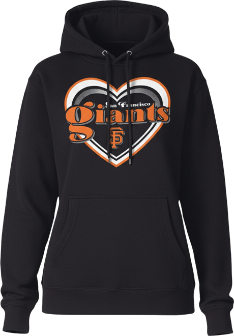 Women's Black San Francisco Giants Double Heart Fleece Pullover Hoodie