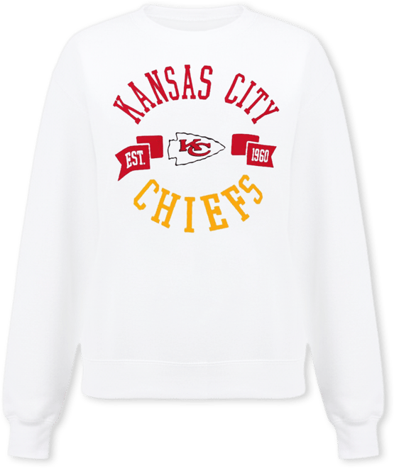 Women's White Kansas City Chiefs Large Team Graphic Fleece Pullover Sweatshirt