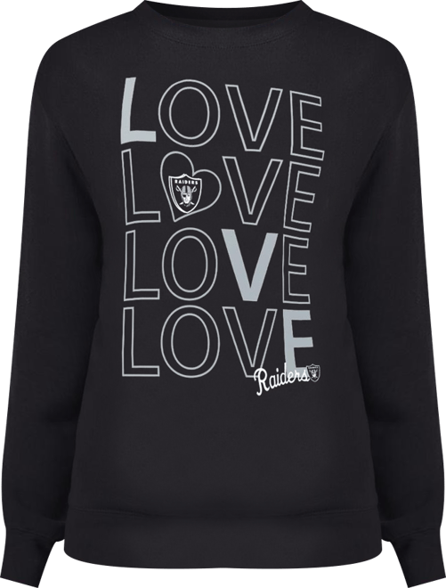 Women's Black Las Vegas Raiders Lots of Love Graphic Fleece Pullover Sweatshirt