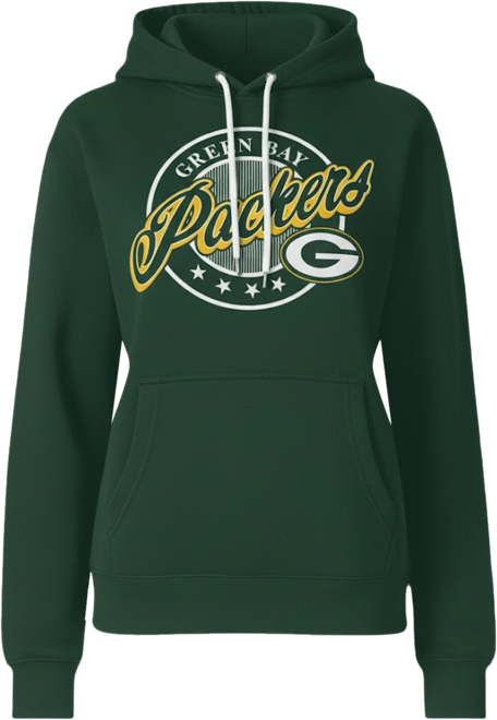 Women's Green Green Bay Packers Pinstripe Circle Fleece Pullover Hoodie