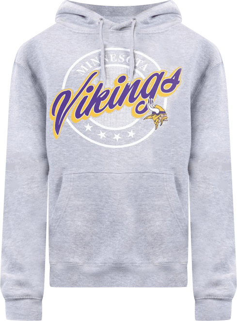 Women's Gray Minnesota Vikings Pinstripe Circle Fleece Pullover Hoodie