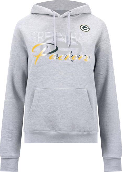 Women's Gray Green Bay Packers Shadow Logo Fleece Pullover Hoodie