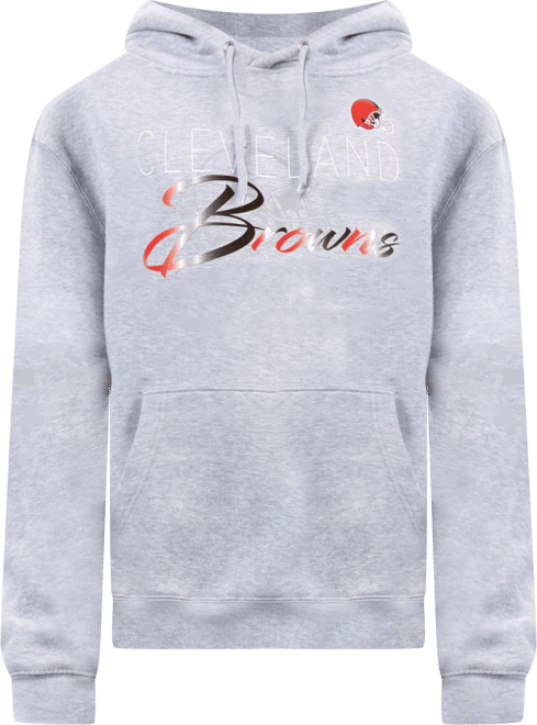 Women's Gray Cleveland Browns Shadow Logo Fleece Pullover Hoodie