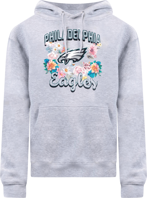 Women's Heather Gray Philadelphia Eagles Flowers Team Logo Graphic Fleece Pullover Hoodie
