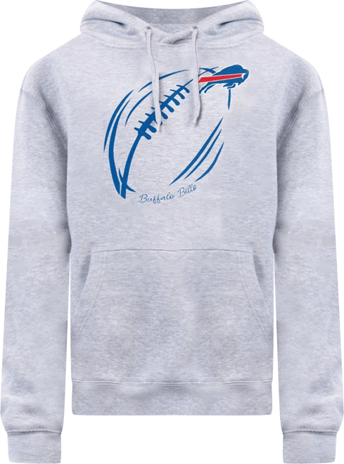 Women's Heather Gray Buffalo Bills Football Logo Fleece Tri-Blend Pullover Hoodie