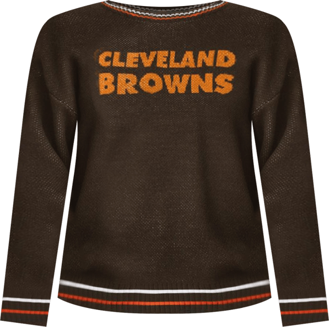 Women's Brown Cleveland Browns Oversized On the Ball Intarsia Knit Pullover Sweater