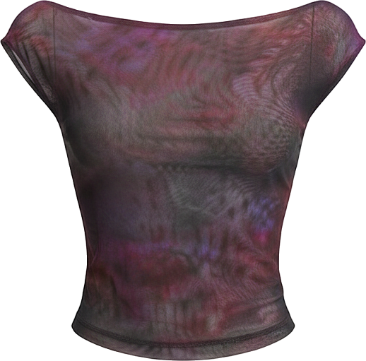 Women's Gathered Mesh Off Shoulder Top