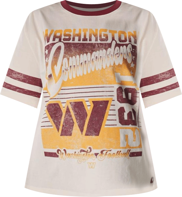 Women's Cream Washington Commanders Vintage Drop Shoulder Oversized Boyfriend T-Shirt