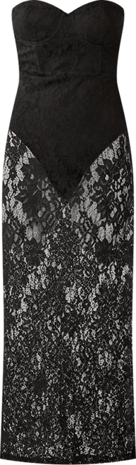 Women's Lace Bandeau Sheer Maxi Dress