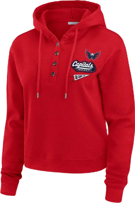 Women's Red Washington Capitals Waffle-Knit Pullover Hoodie