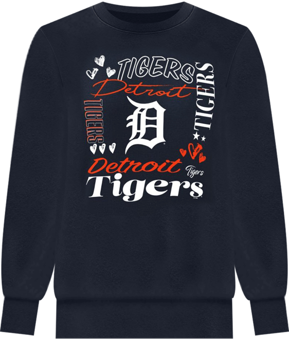 Women's Navy Detroit Tigers Collage Team Graphic Fleece Pullover Hoodie