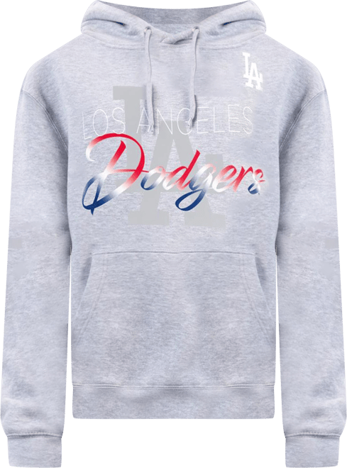 Women's Heather Gray Los Angeles Dodgers Shadow Logo Graphic Pullover Hoodie
