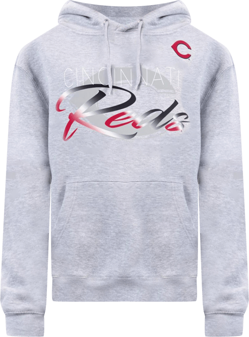 Women's Heather Gray Cincinnati Reds Shadow Logo Graphic Pullover Hoodie