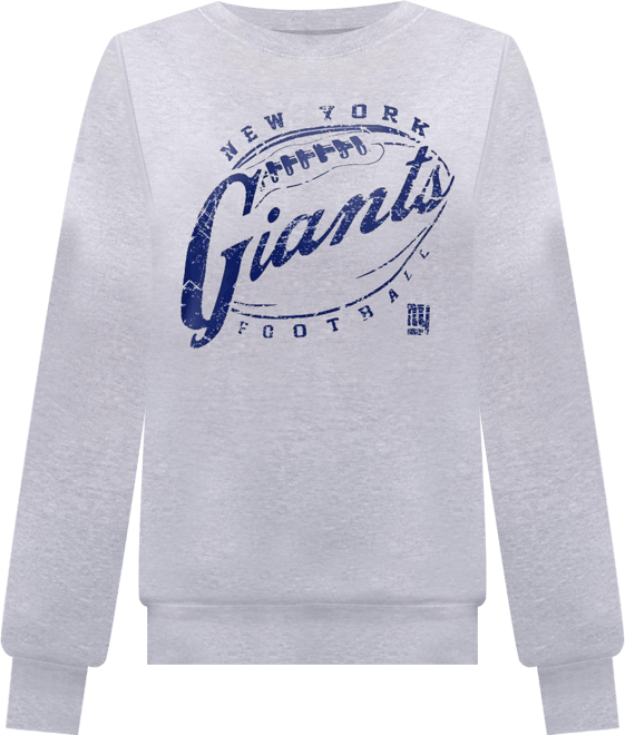 Women's Gray New York Giants Distressed Graphics Fleece Pullover Sweatshirt