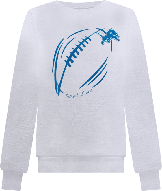 Women's Heather Gray Detroit Lions Football Logo Graphic Fleece Tri-Blend Pullover Sweatshirt