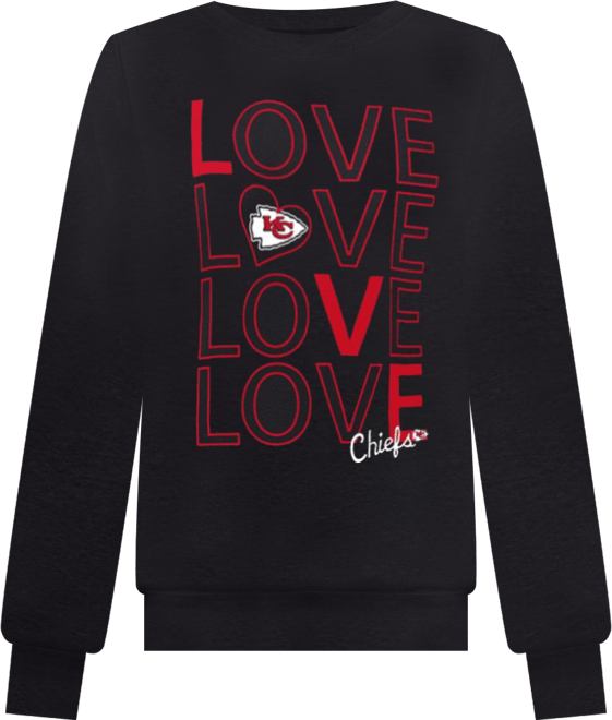 Women's Black Kansas City Chiefs Lots of Love Graphic Fleece Pullover Sweatshirt