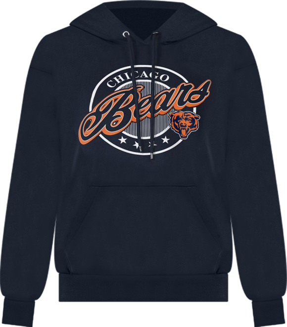 Women's Navy Chicago Bears Pinstripe Circle Fleece Pullover Hoodie
