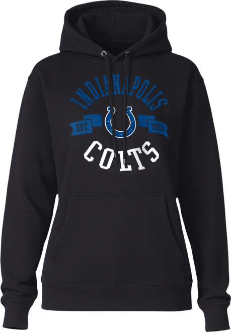 Women's Black Indianapolis Colts Round Team Logo Fleece Tri-Blend Pullover Hoodie